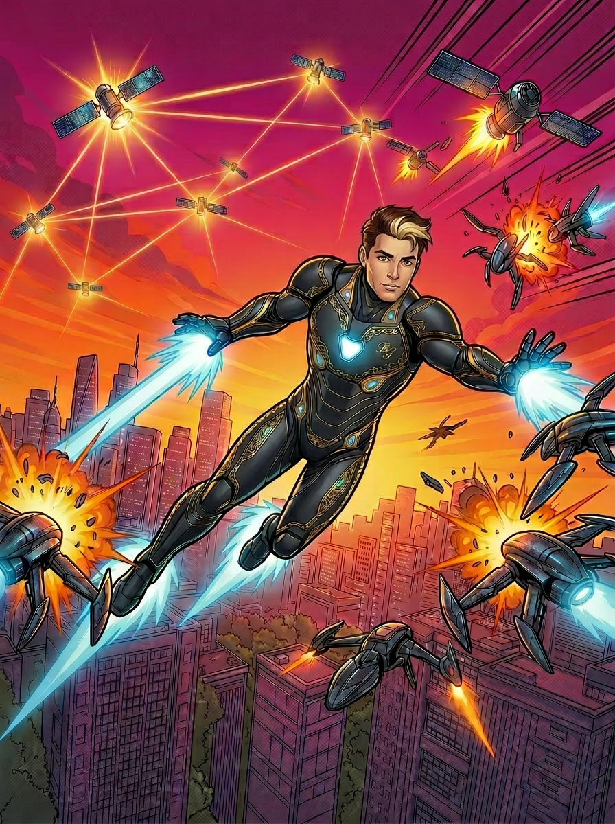 Iron Brander battles drones and restores satellites over Los Angeles
